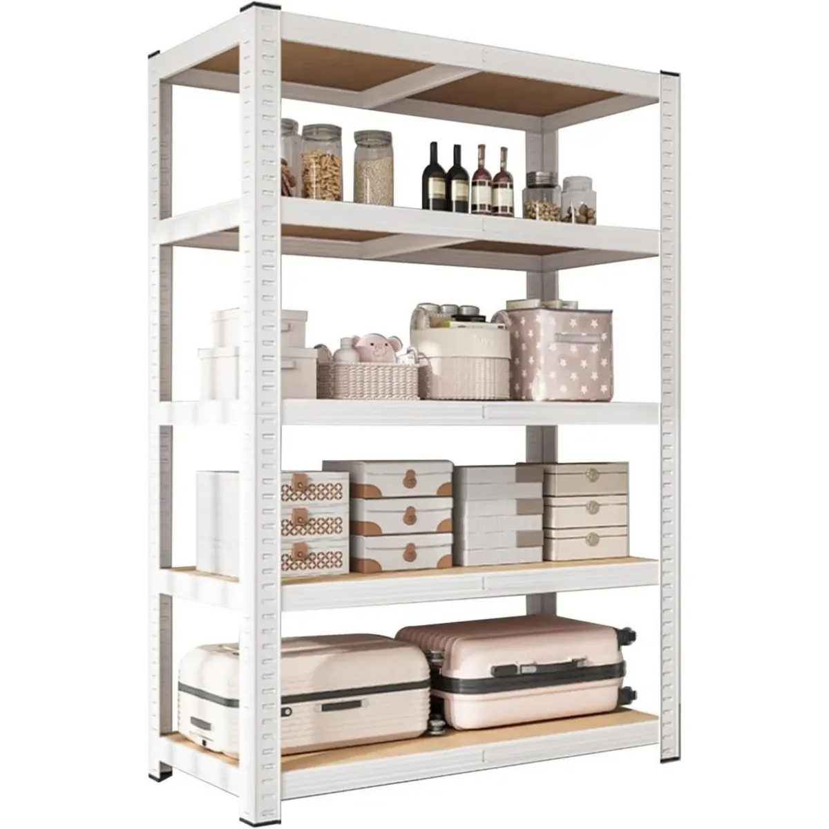 5-Tier Metal Storage Shelving Rack (160x40x80cm) | 100kg Capacity | Adjustable Freestanding Unit