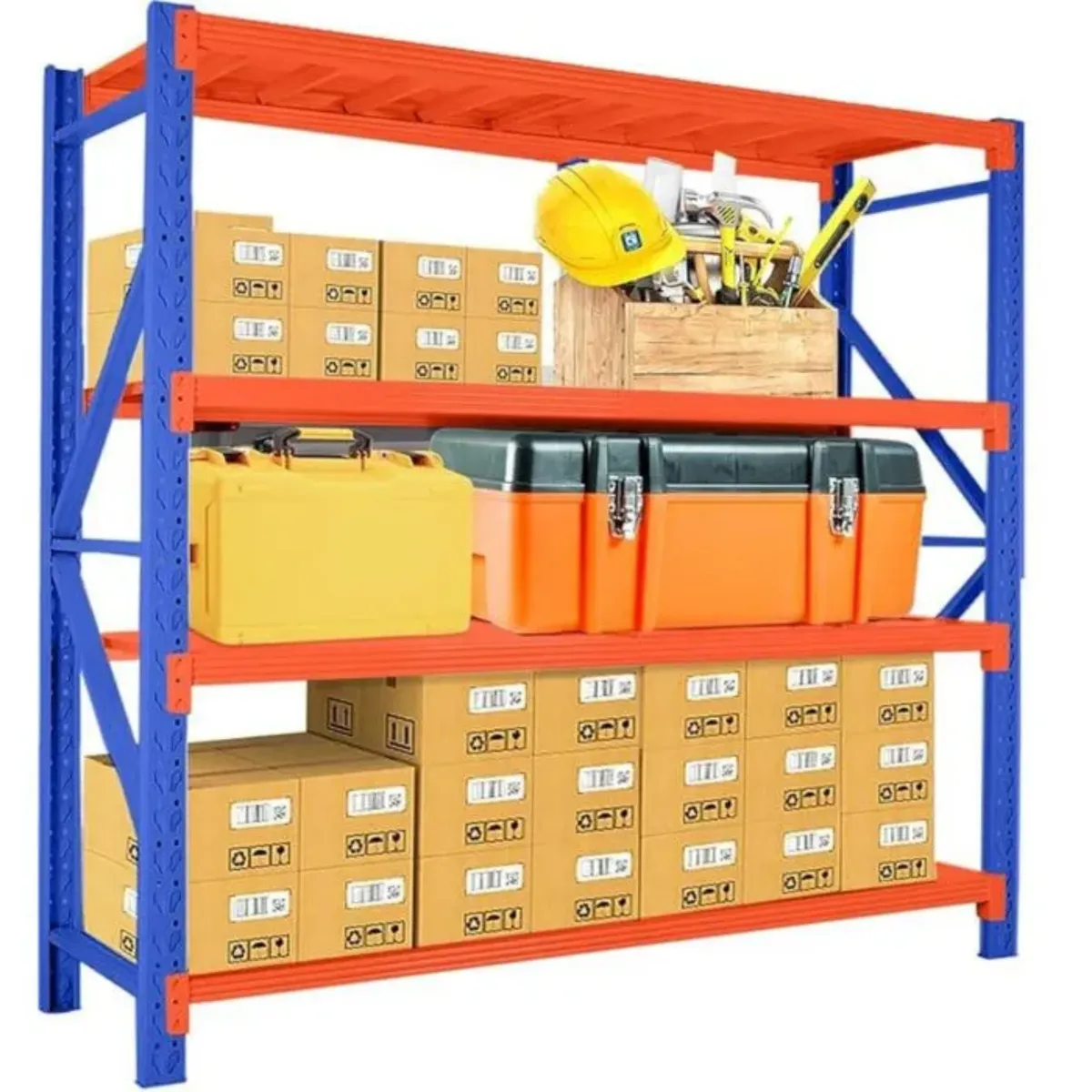 Industrial 4-Tier Metal Storage Rack (200kg Capacity)