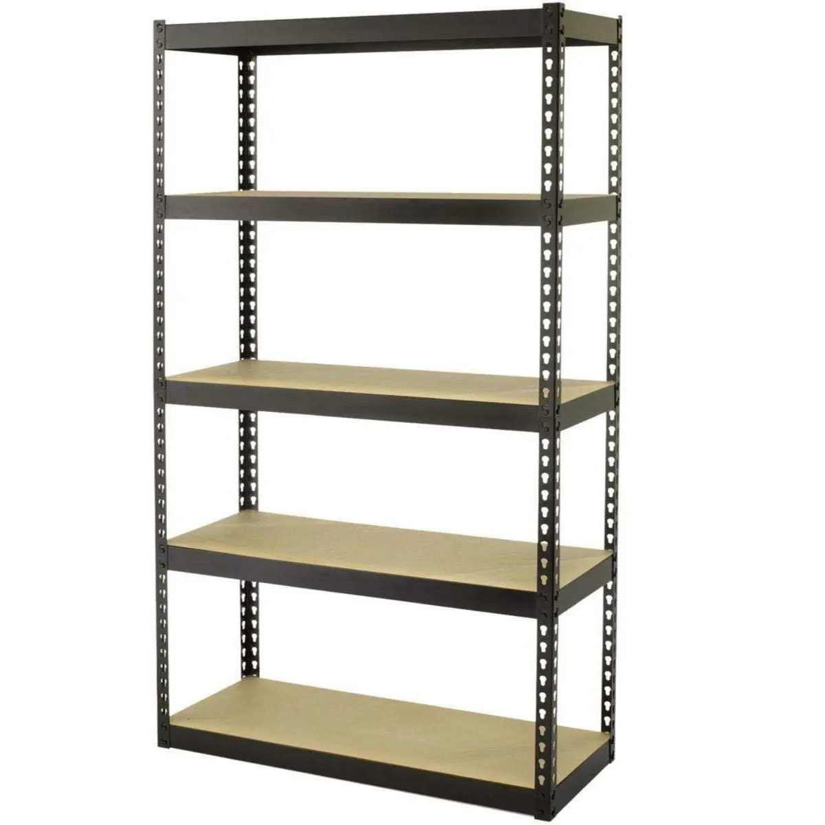 5-Tier Metal & MDF Storage Shelf 120×40×200cm 80kg | Adjustable Freestanding Rack