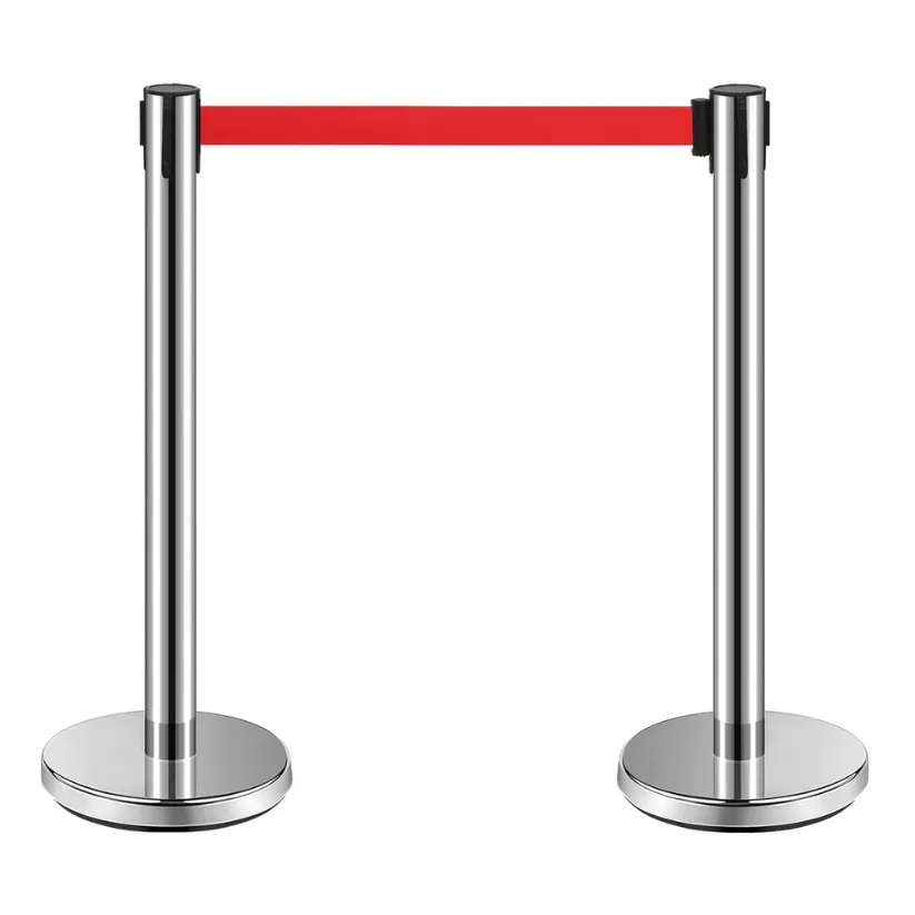 2-Pack Heavy Duty Red Retractable Belt Stanchion Posts