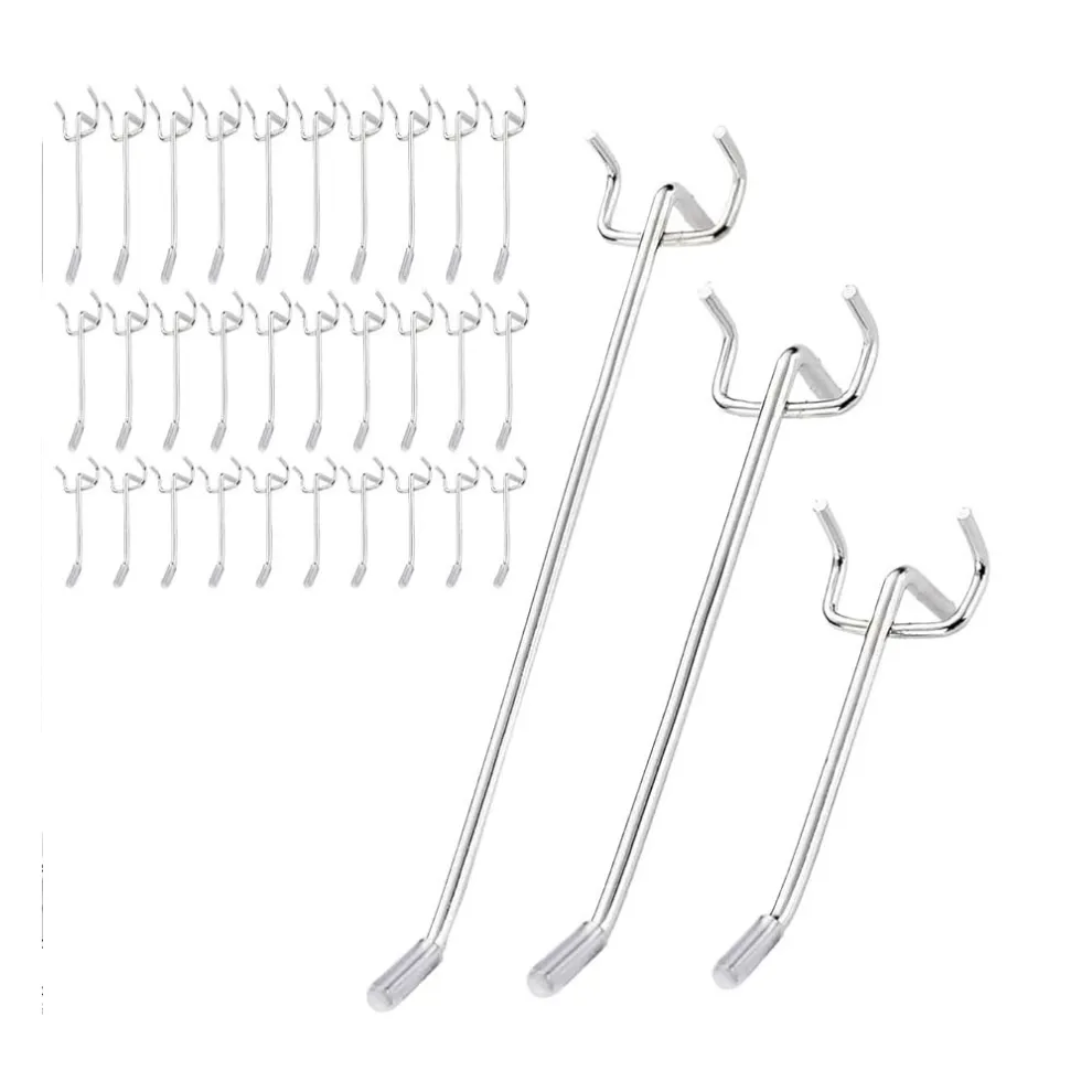 20cm Metal Pegboard & Slatwall Hooks | Stainless Steel Display Hanging Hooks
