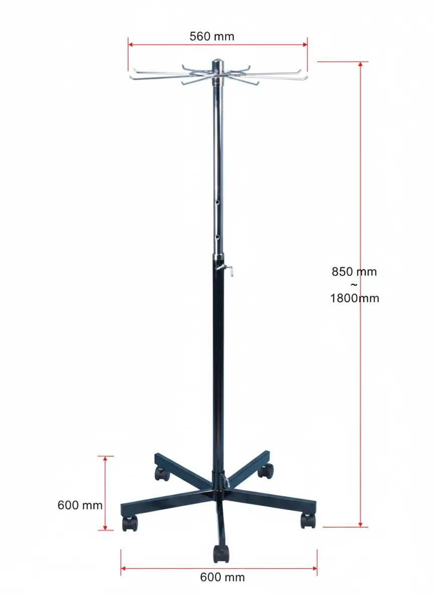 Adjustable Belt Display Stand | 8 Hooks Circular (Black & Chrome)