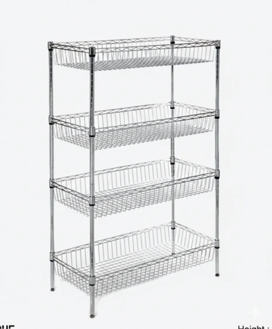 Metro Wire Shelving System, 4 Baskets Tiers