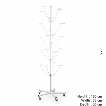 Floor Standing Rotating Hat Display Rack | Chrome & White
