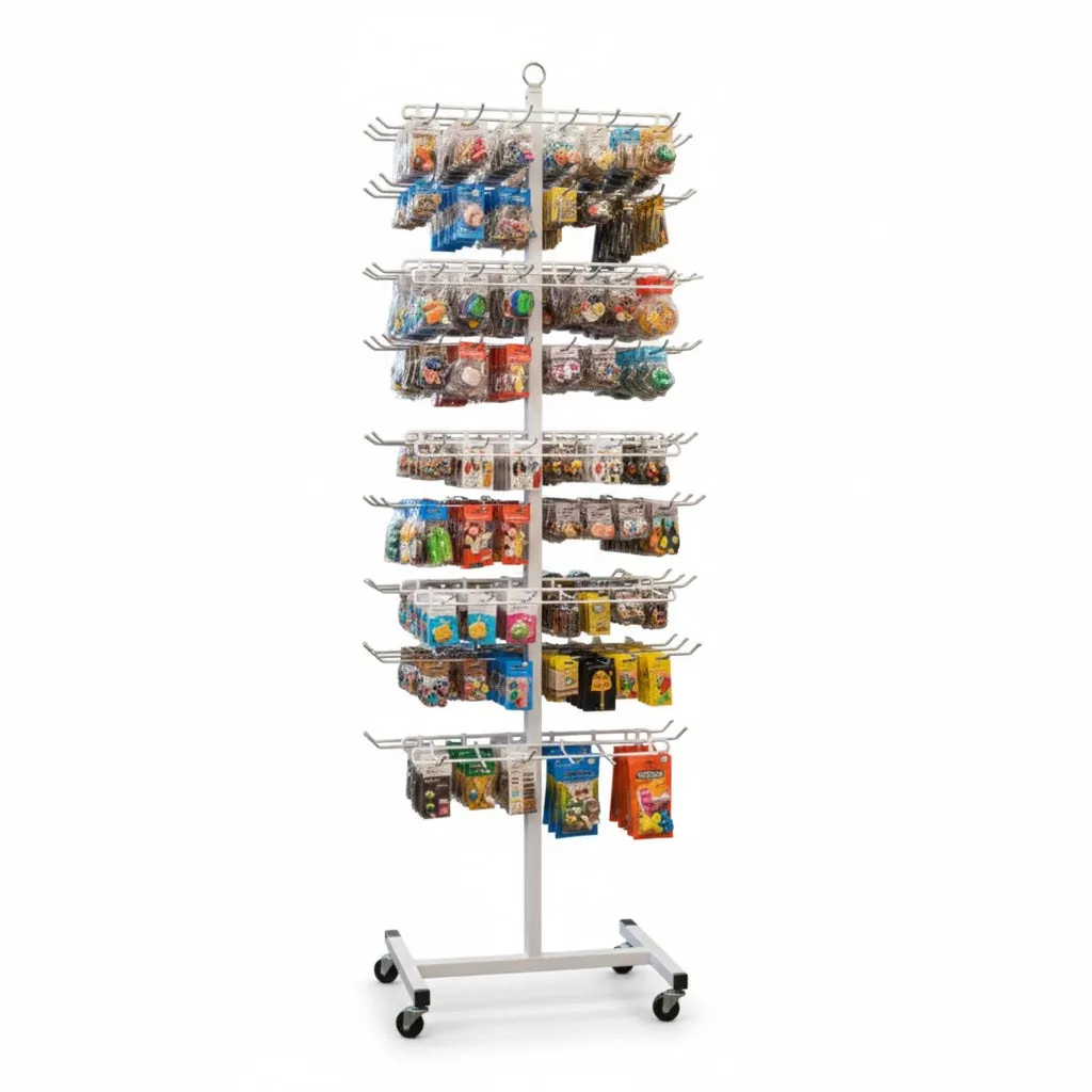 Metal Floor Display Stand with Adjustable Hooks